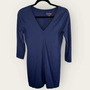 Lilly Pulitzer Classic Navy V Neck Pima Cotton Dress Size Small‎ GUC Minimalist